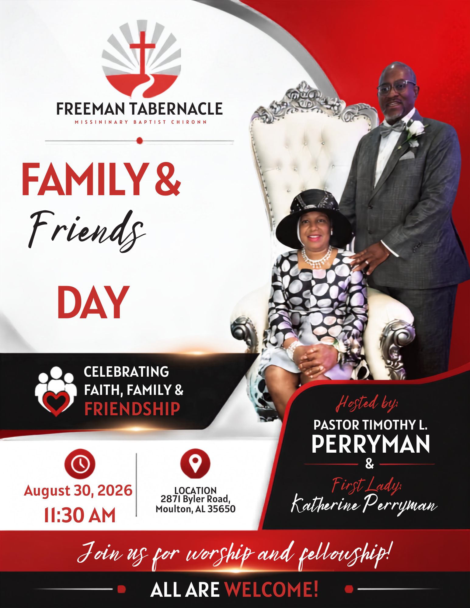 Pastor Timothy L. Perryman standing beside First Lady Katherine Perryman